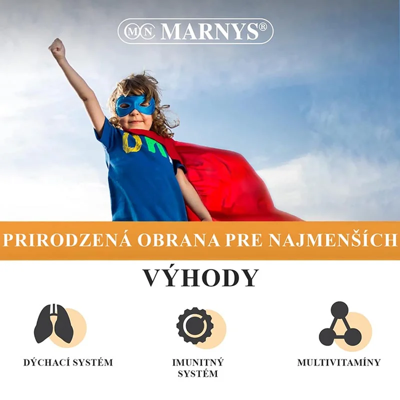 Marnys Protect Junior – tekutý multivitamín pre deti s materskou kašičkou, propolisom a 12 druhmi vitamínov (20 ks)