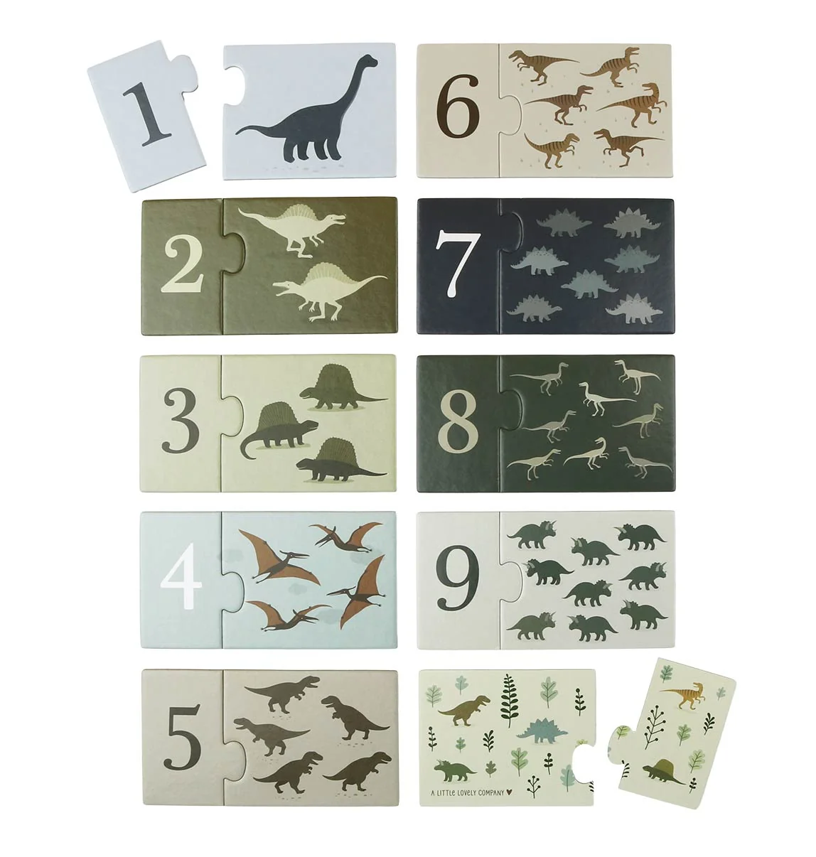 A Little Lovely Company - priradzovacie puzzle – počítanie s dinosaurami