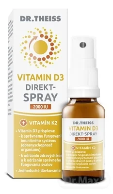 Dr.Theiss VITAMÍN D3 DIREKT - SPRAY 1×20 ml, sprej s vitamínmy D3 a K2