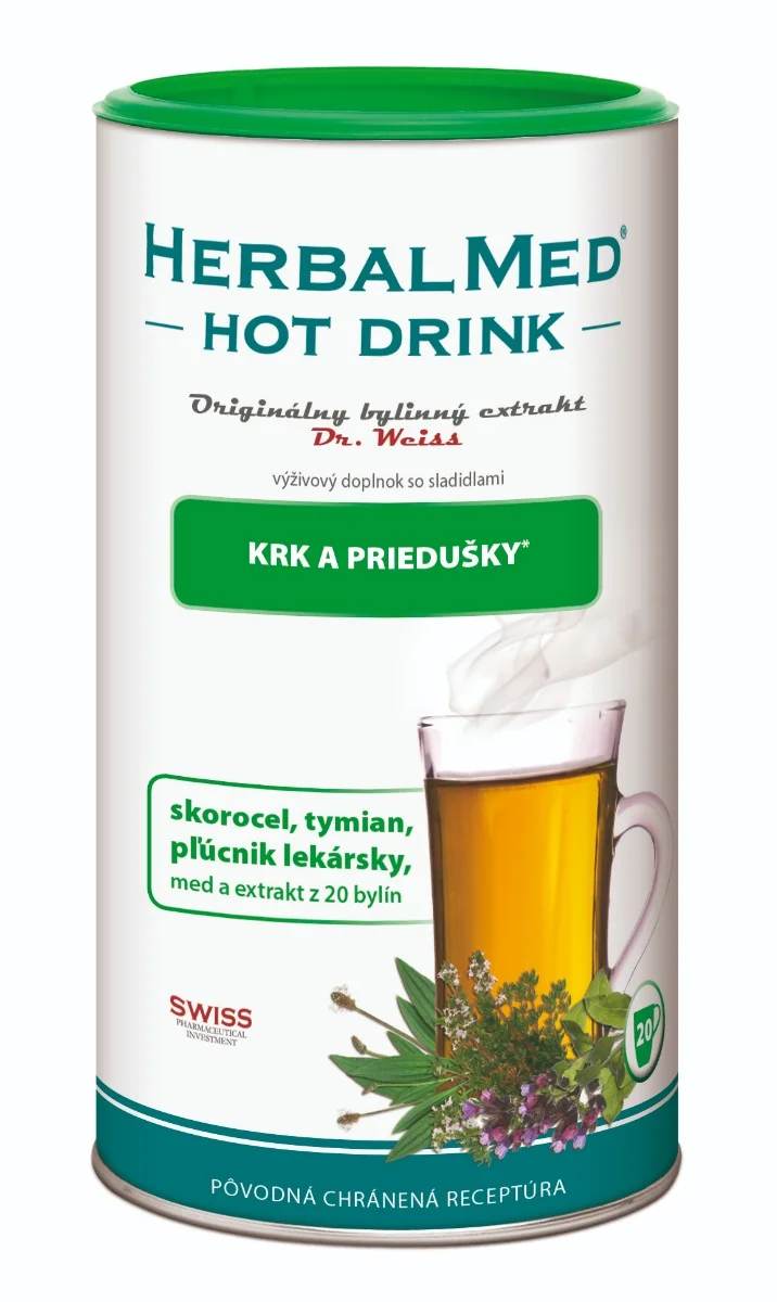 HERBALMED HOT DRINK kašeľ a priedušky-Dr.Weiss 1×180 g, výživový doplnok