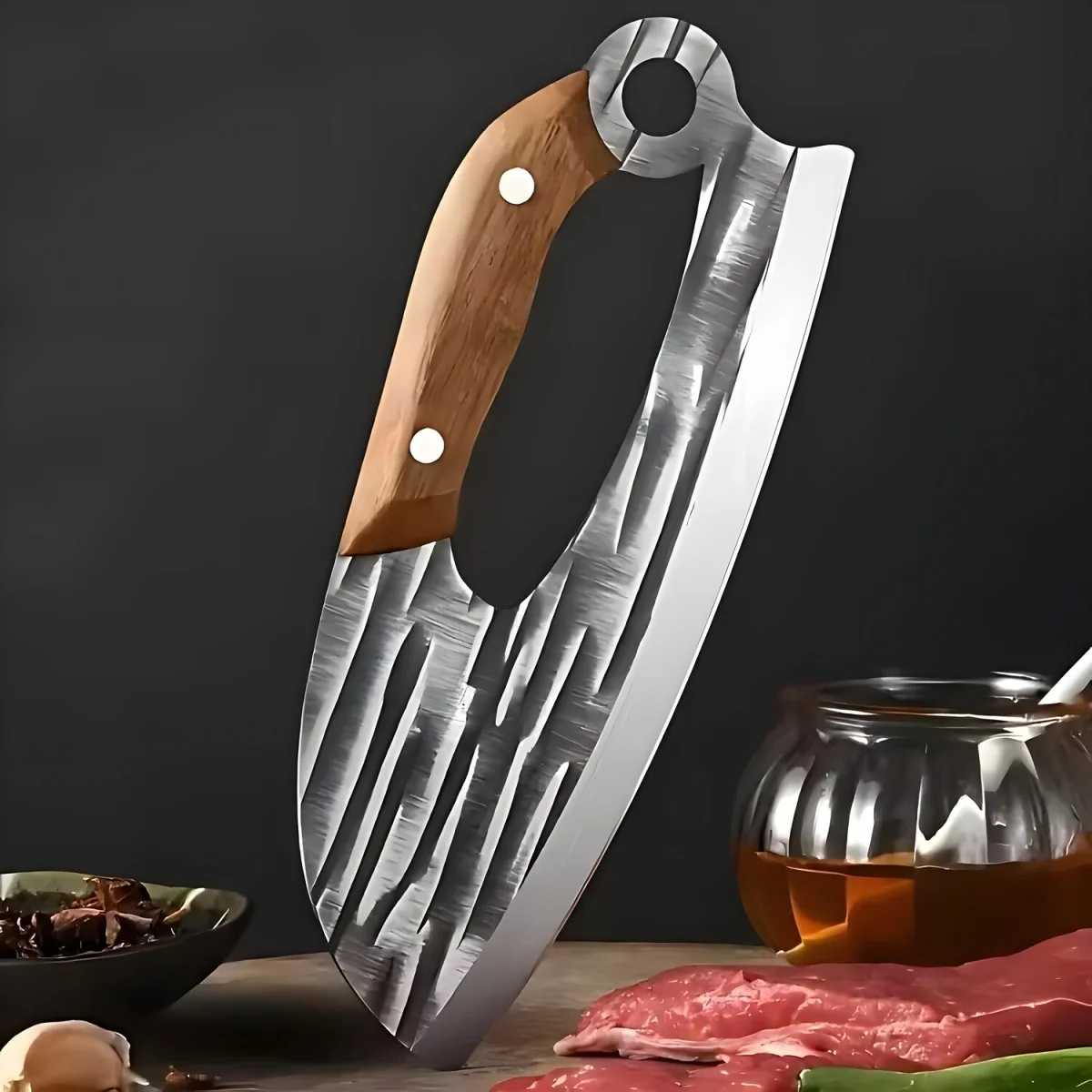 Kuchynský sekáčik s ergonomickou drevenou 1 ks, hnedá