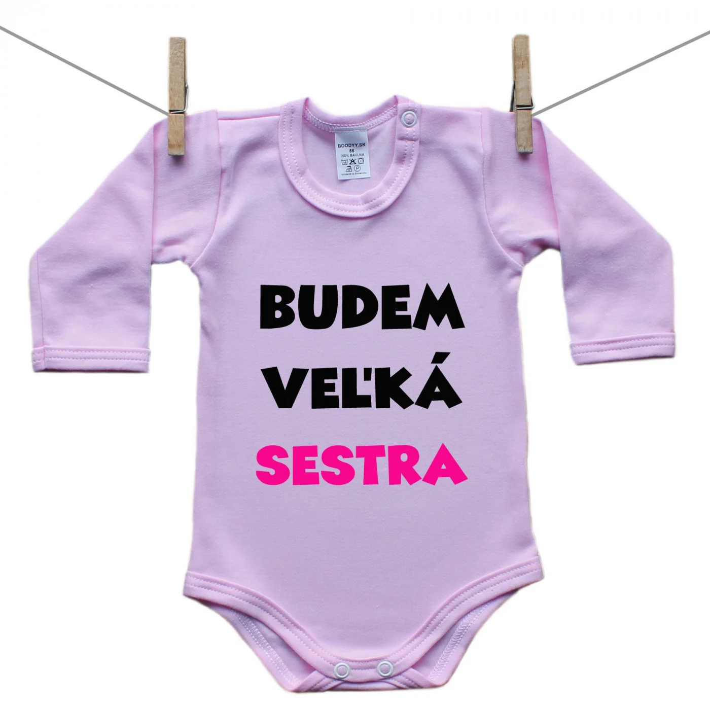 Boodyy Ružové body s dlhým rukávom Budem veľká sestra Veľkosť: 56