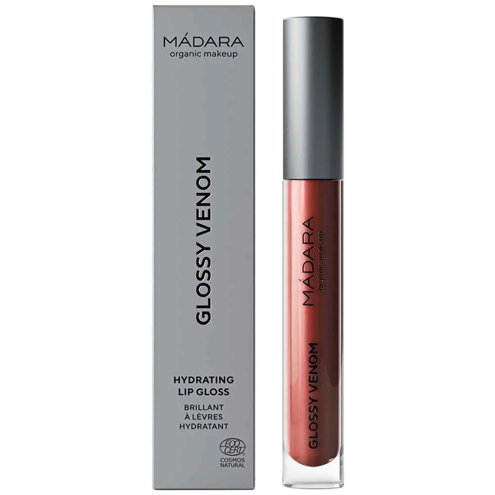 MÁDARA GLOSSY VENOM Hydratačný lesk na pery Vegan Red 1×4 ml, hydratačný lesk na pery