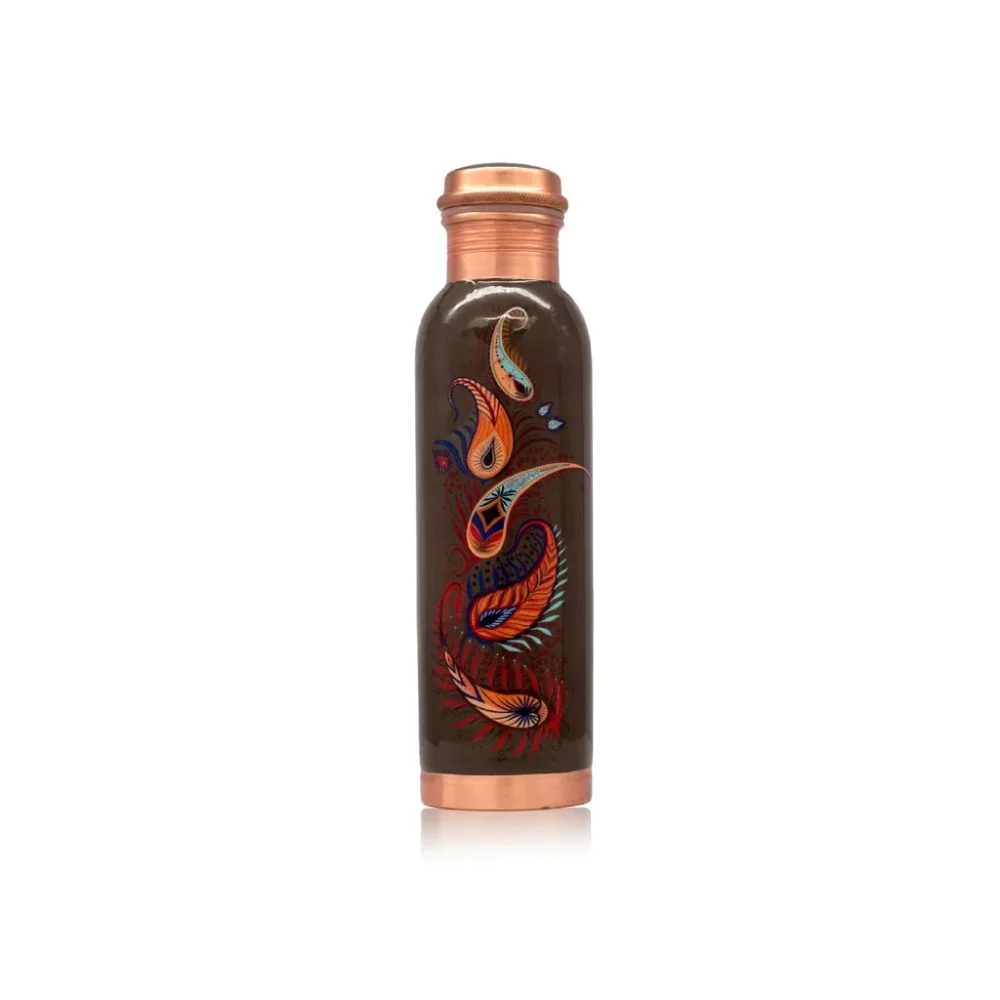 Medená fľaša s kvetinovým vzorom, 900 ml