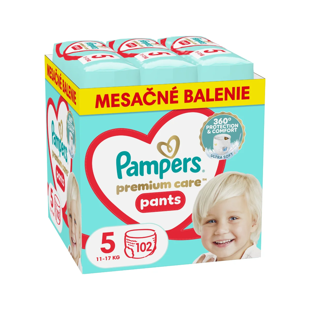 Pampers Premium Care plienkové nohavičky veľkosť 5 102 ks