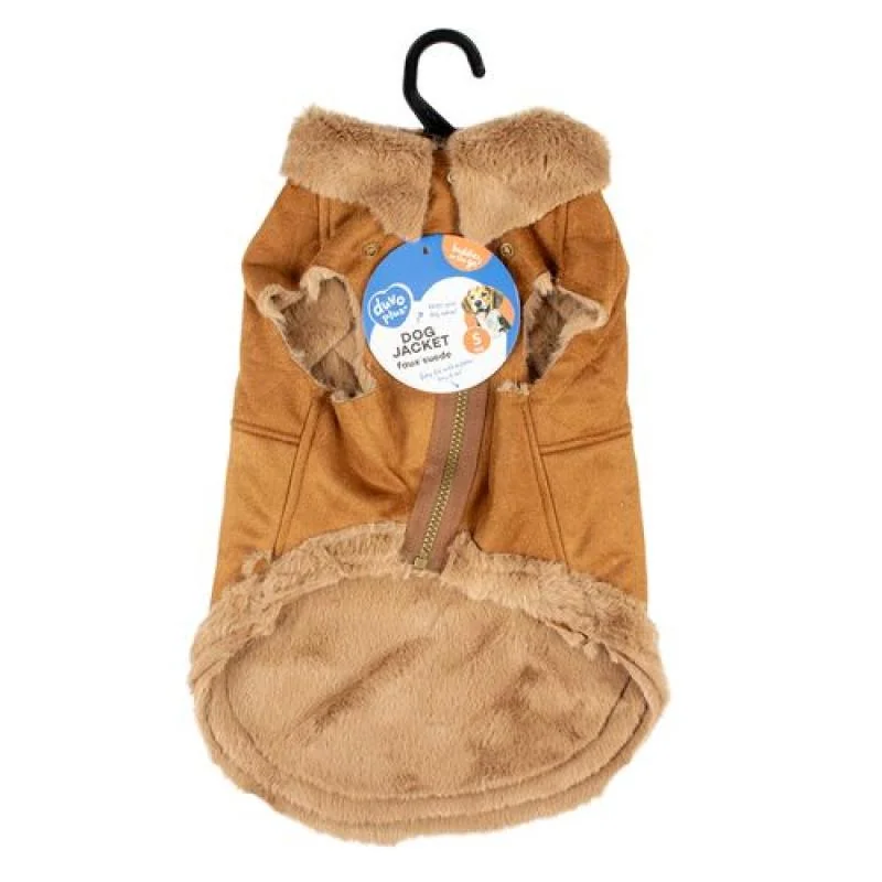 DUVO+ štýlová semišová bunda pre psov S 40cm hnedá