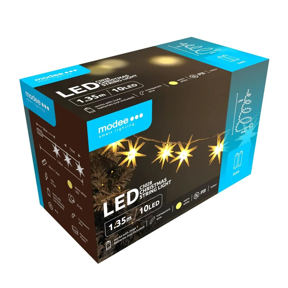Modee Lighting LED dekorácia 10 LED 135cm hviezdy 2xAA batérie