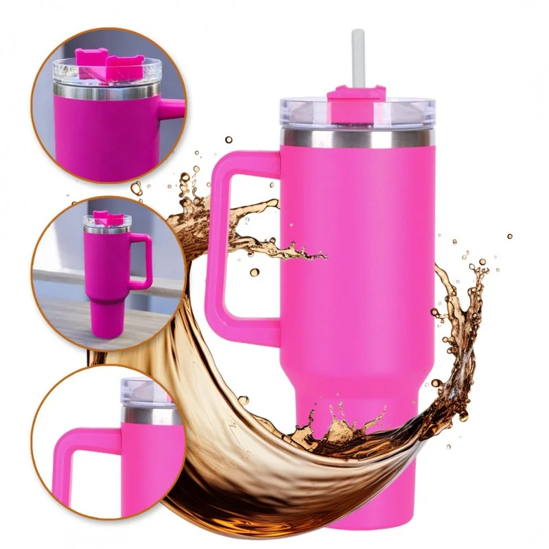 Livefy pohár so slamkou Happycup 1l, ružový