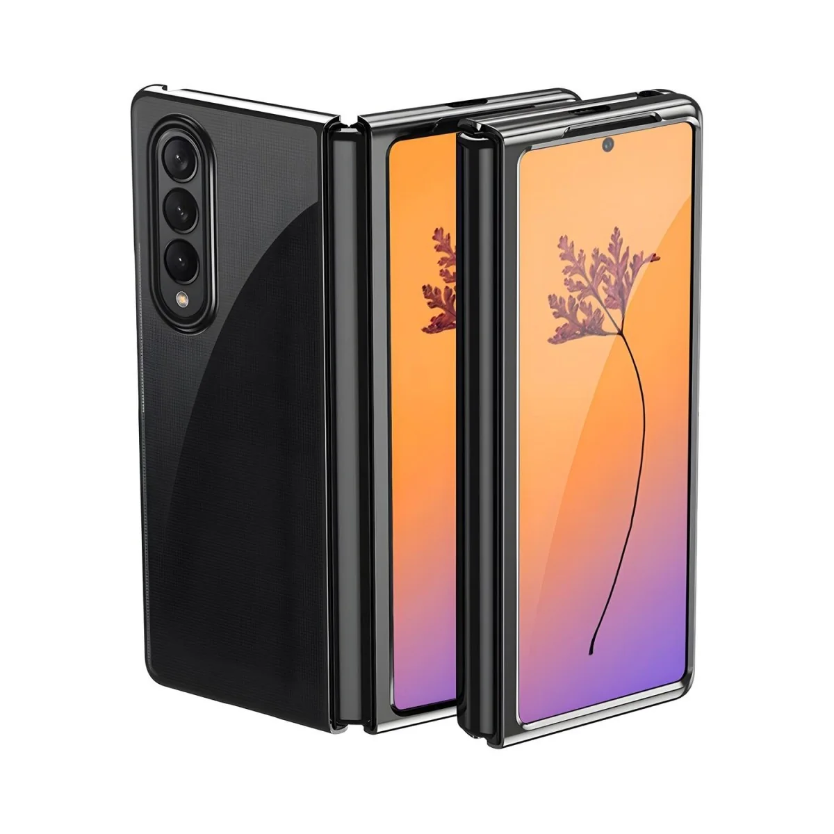Priehľadné pevné puzdro pre Samsung Galaxy Z Fold 4 Čierna