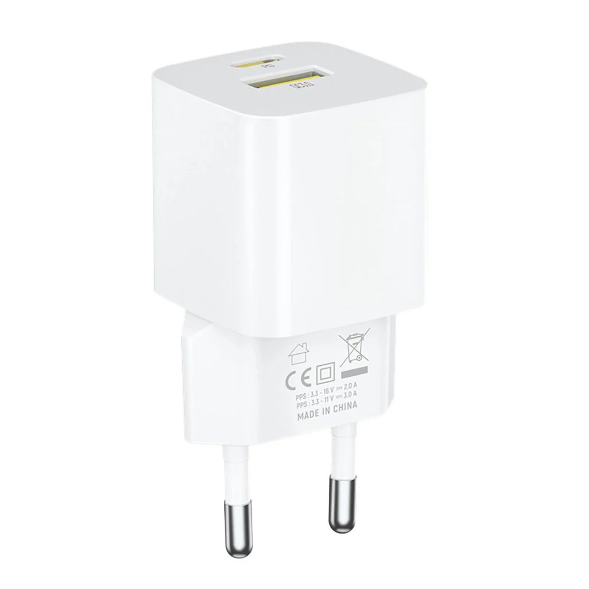 MG WWCEAC GaN sieťová nabíjačka USB / USB-C 33W, biela