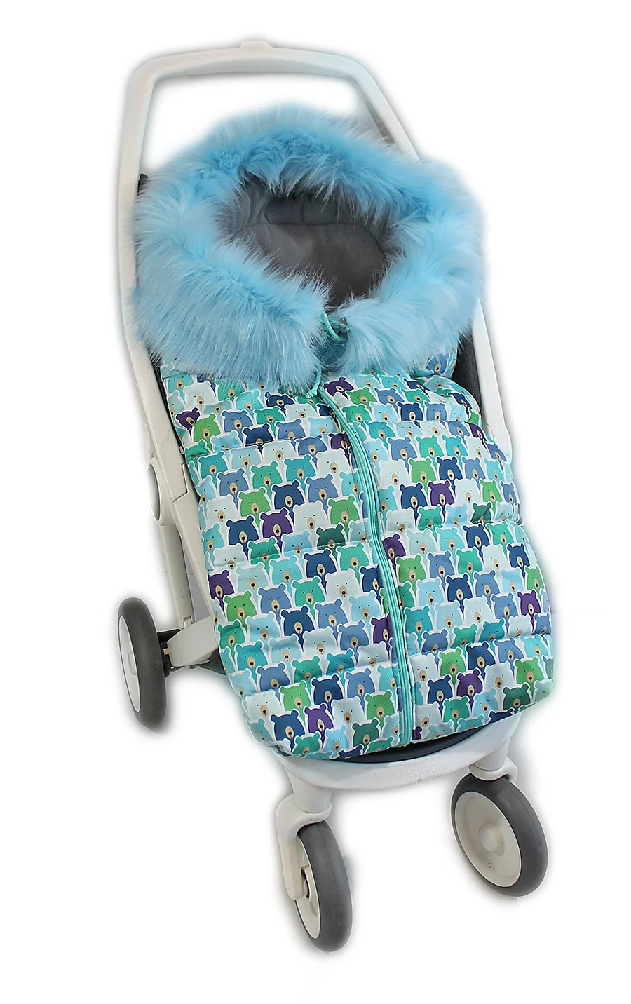 Fusak nielen do autosedačky Baby Nellys ® Eskymo s kožušinkou, medvede v mäte