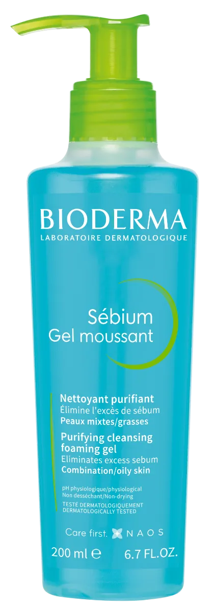 BIODERMA Sébium Gel moussant čistiaci gél na zmiešanú a mastnú pleť 1×200 ml, jemný čistiaci gél