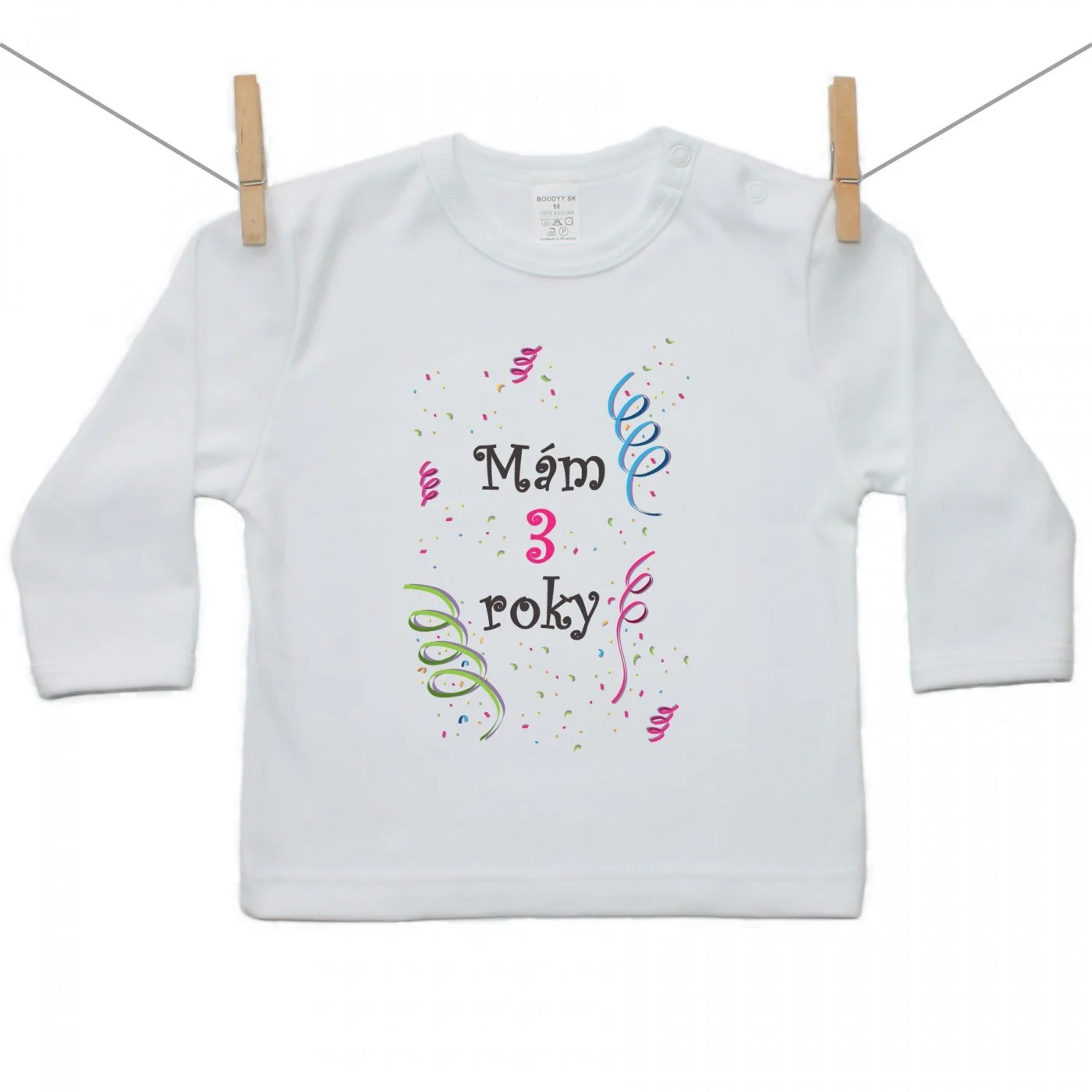 Boodyy Tričko s dlhým rukávom Mám 3 roky Dievča Veľkosť: 104