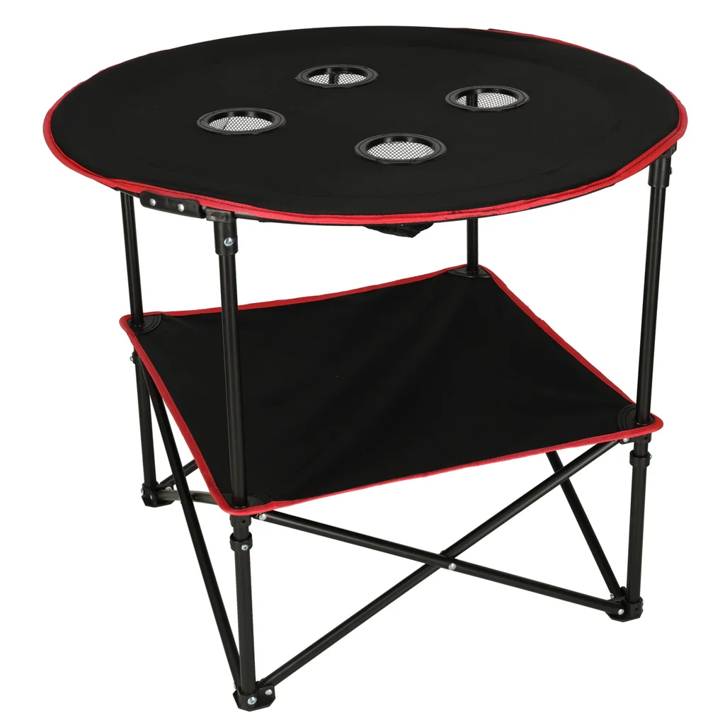 Skladací turistický, kempingový stôl 72×72×63 cm – čierny + taška na 4 poháre