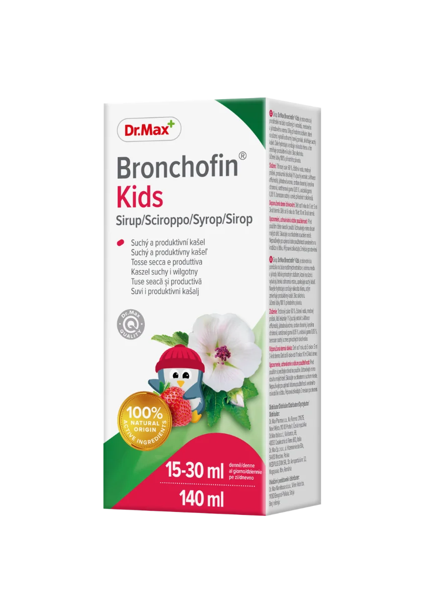 Dr. Max Bronchofin® Kids 1×140 ml, sirup na suchý a produktívny kašeľ pre deti