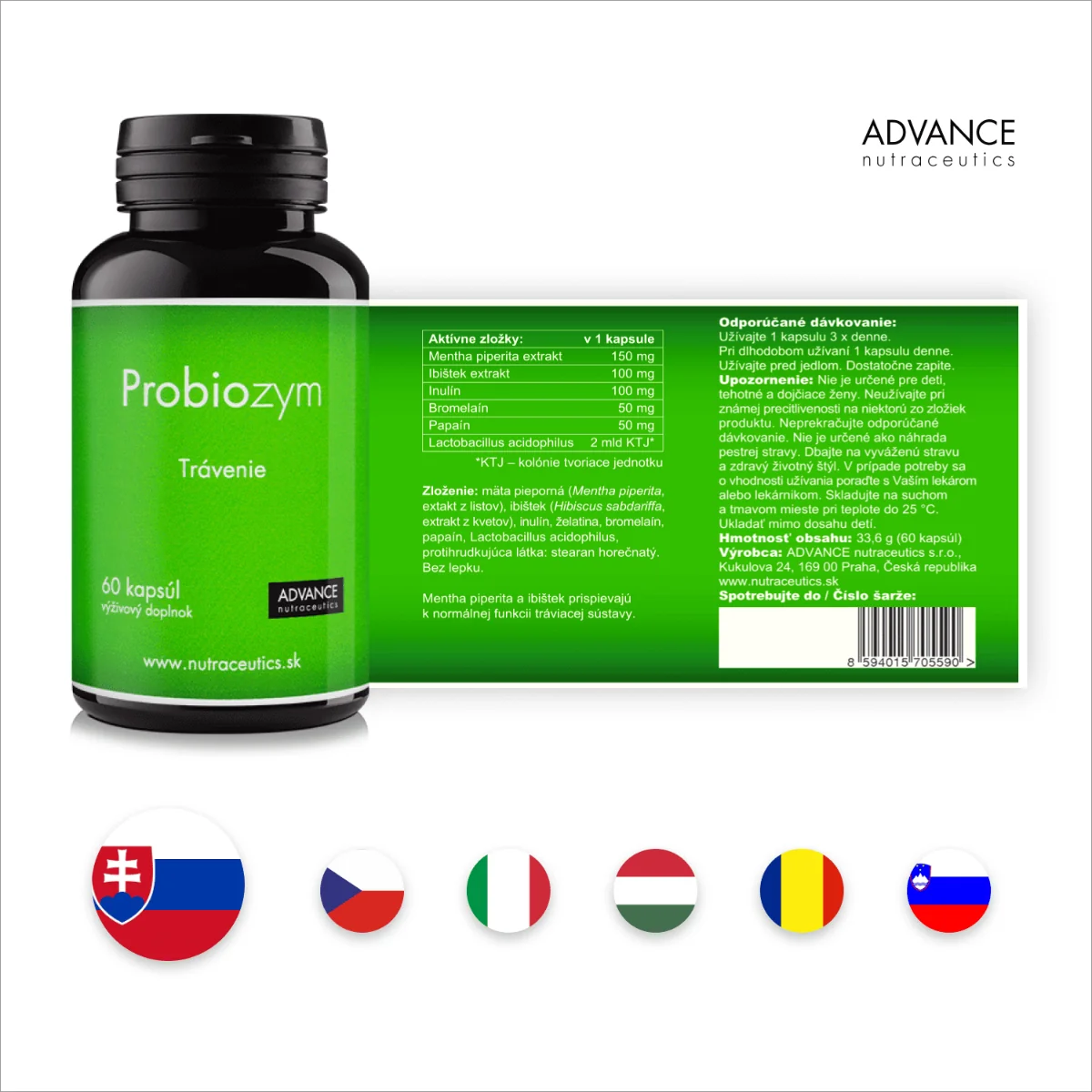ADVANCE Probiozym 60 kapsúl - trávenie 1×60 cps, výživový doplnok