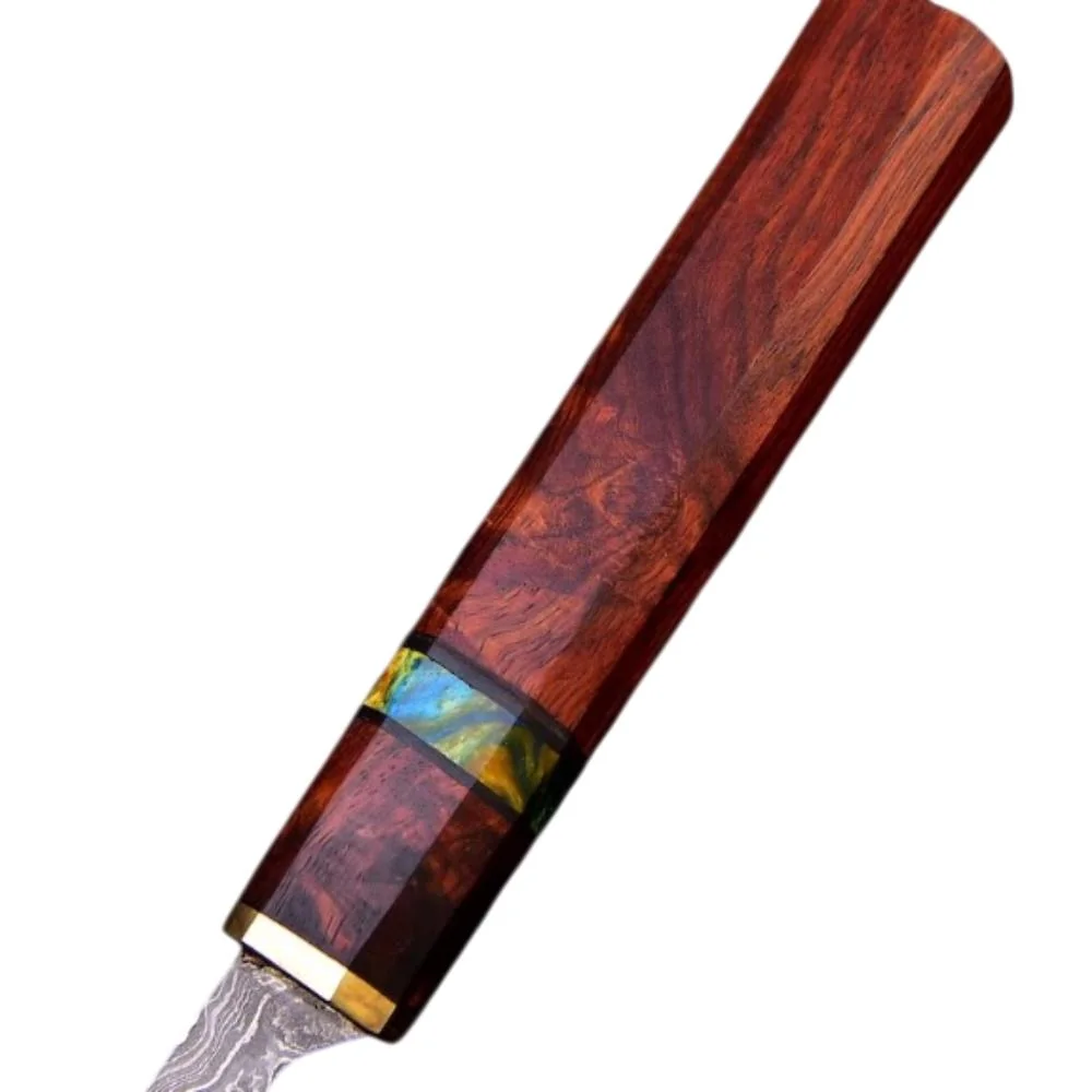 Damaškový kuchynský nôž Kiritsuke hnedá