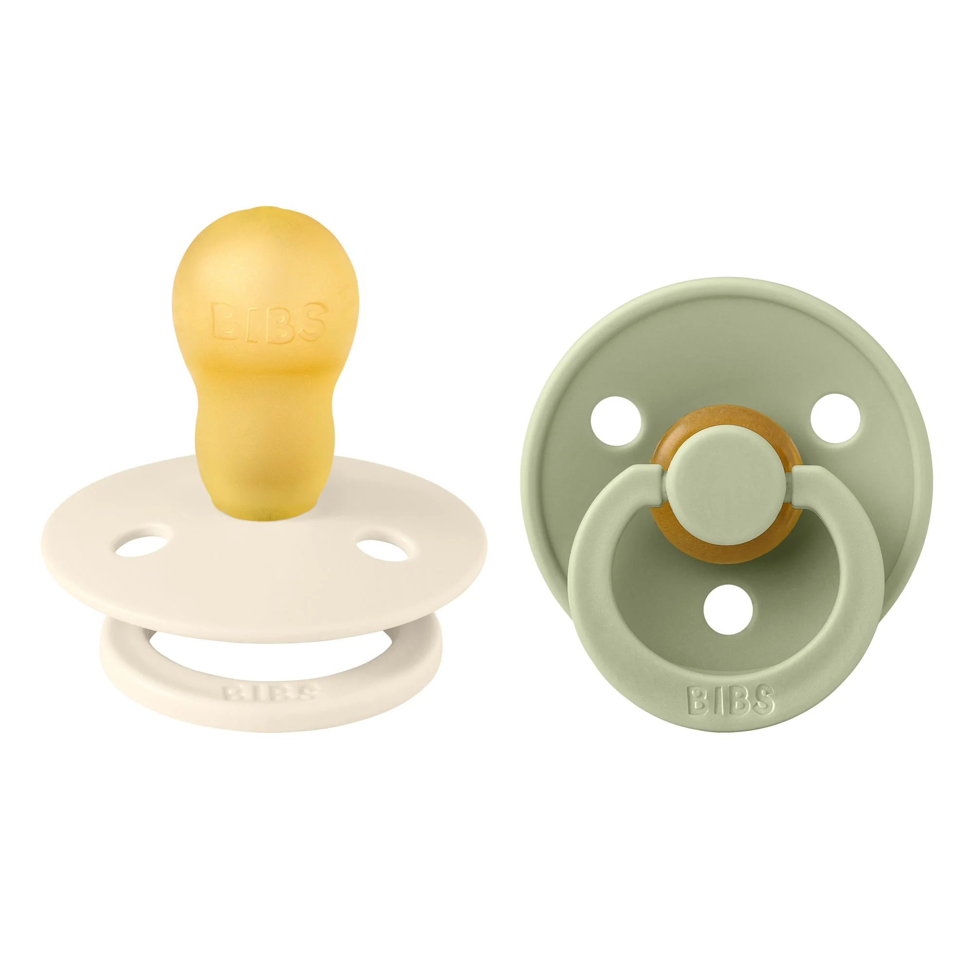 BIBS Colour cumlíky z prírodného kaučuku 2ks veľkosť 3 - Sage / Ivory