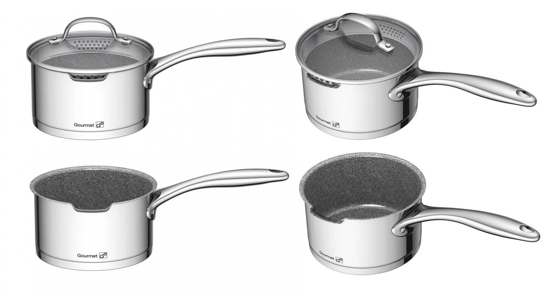 Sada riadu G21 Gourmet Miracle s cedníkem, 13 dílů, nerez/greblon G21-13HP-MR