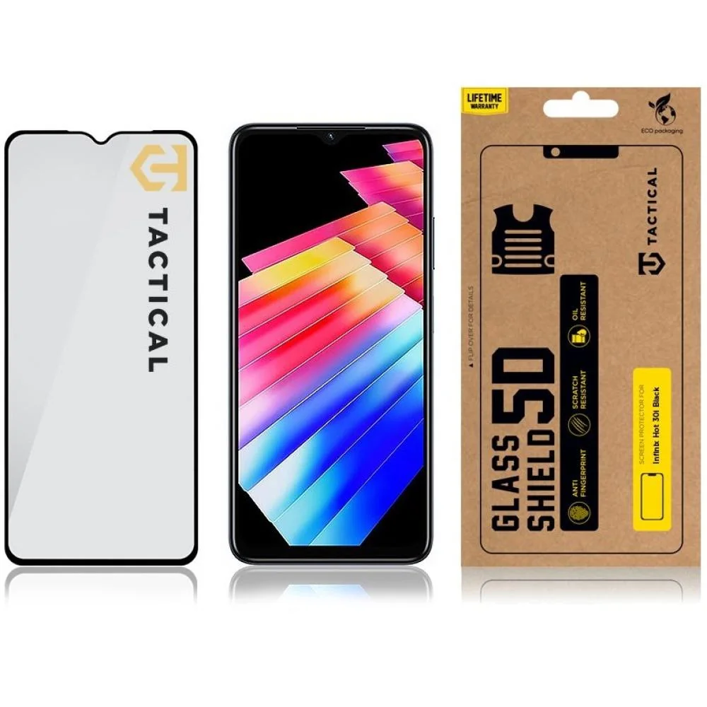 5D sklo pre Infinix Hot 30i - Čierna Ochrana displeja, oleofóbna úprava