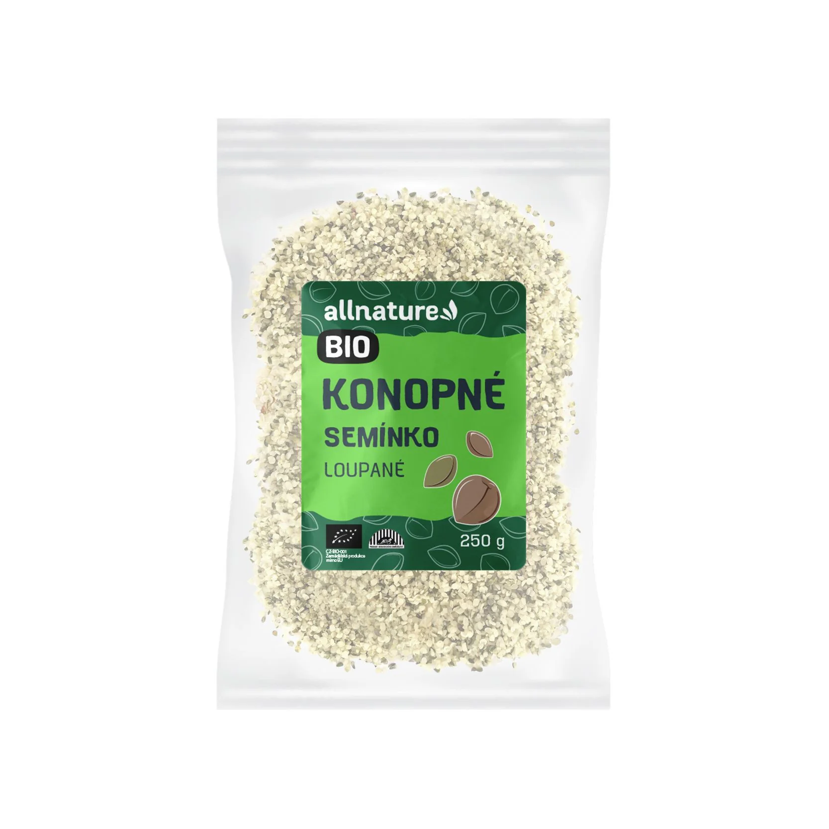 Allnature Konopne Semienko Lupane Bio Raw 250g 1×250 g, konopné semienka