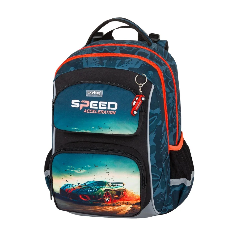 Školský set OXY JUMPER Auto 3-dielny modrý, ergonomický