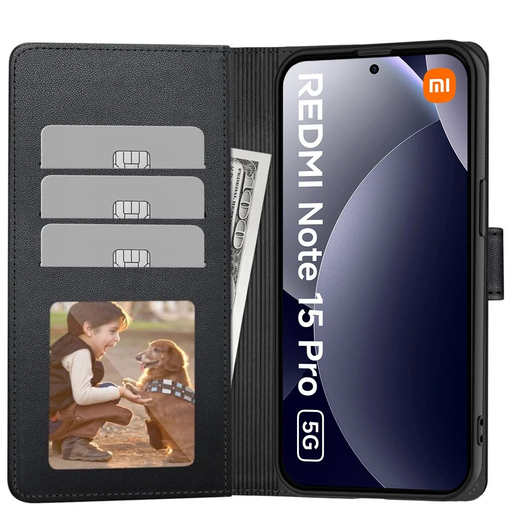 Tech-Protect Wallet knižkové puzdro na Xiaomi Redmi Note 15 Pro 5G, čierne erne
