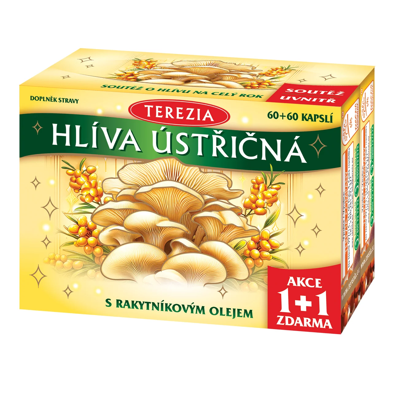 TEREZIA Hliva ustricovitá s rakytníkovým olejom Limitovaná edícia 1×60+60 cps, výživový doplnok