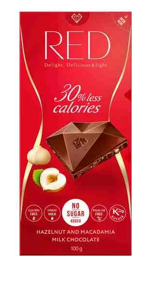 RED Mliečna čokoláda lieskovce a makadám 1×100 g, mliečna čokoláda