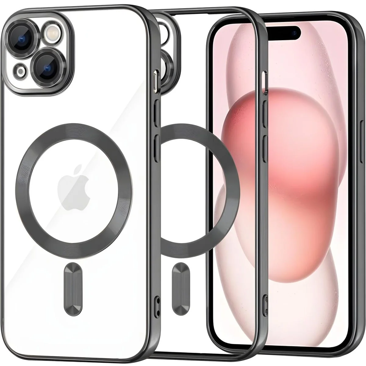 Luxusné Crystal MagSafe puzdro pre iPhone 15 - Čierna Elegancia a ochrana
