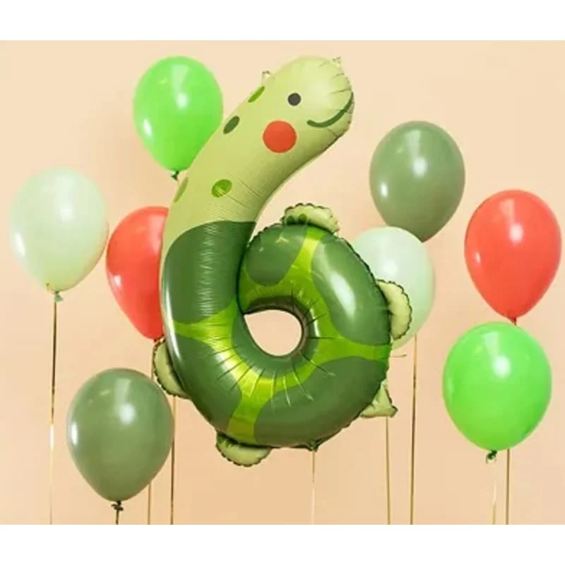 Fóliový balón číslo 6 Korytnačka – 57×86 cm, detský narodeninový balón
