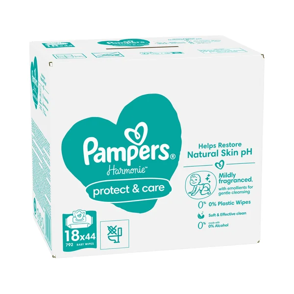 Pampers Harmonie Protect & Care čistiace obrúsky 18×44 ks