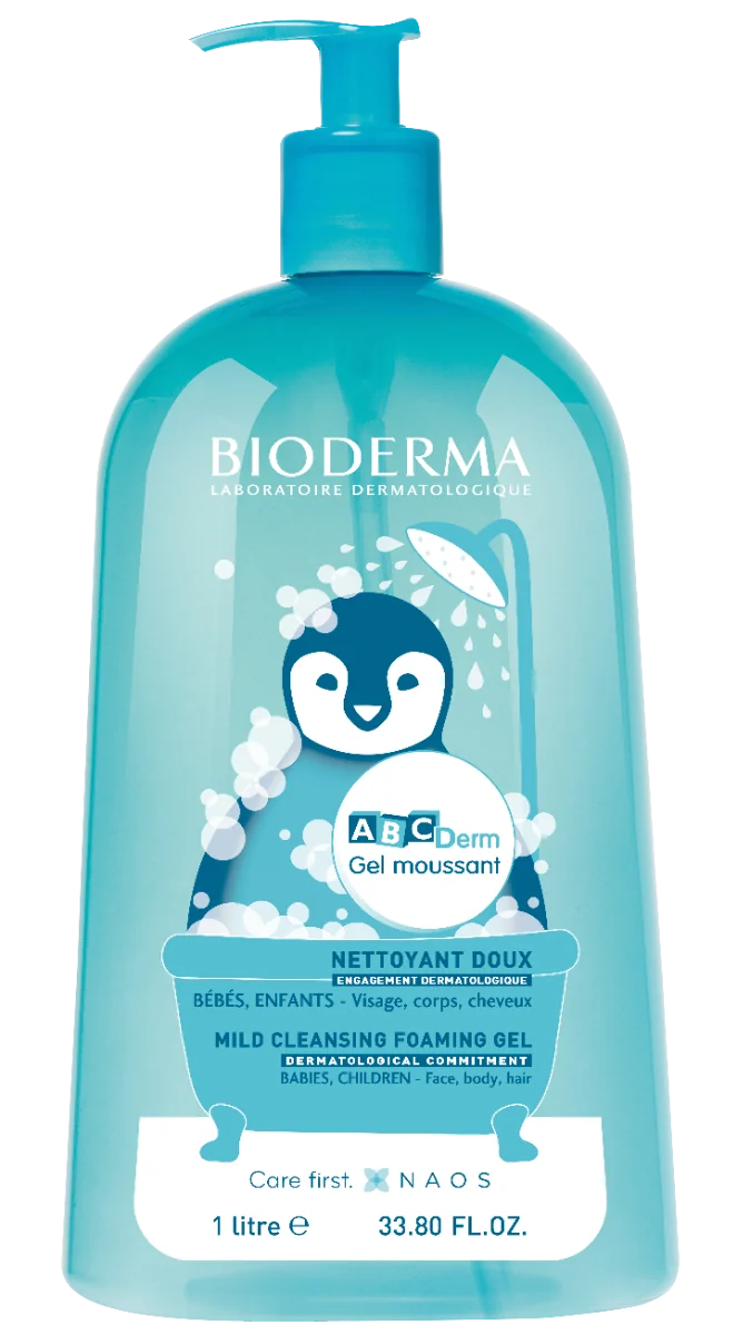 BIODERMA ABCDerm Gel moussant jemný čistiaci gél pre dojčatá a deti 1×1000 ml, čistiaci penivý gél pre dojčatá a deti
