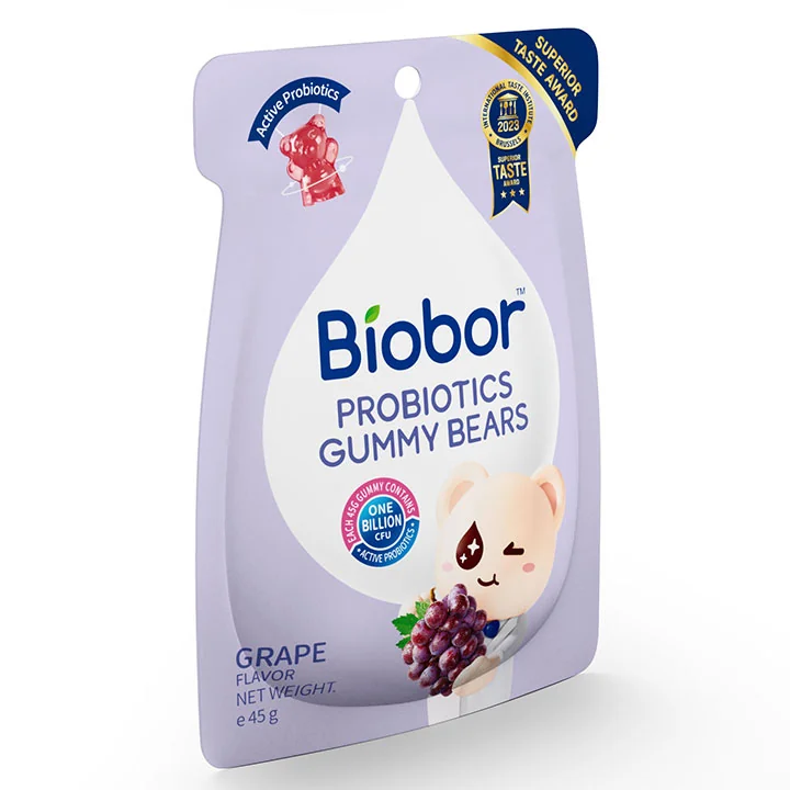 Biobor PROBIOTICS GUMMY BEARS hroznová príchuť 45 g