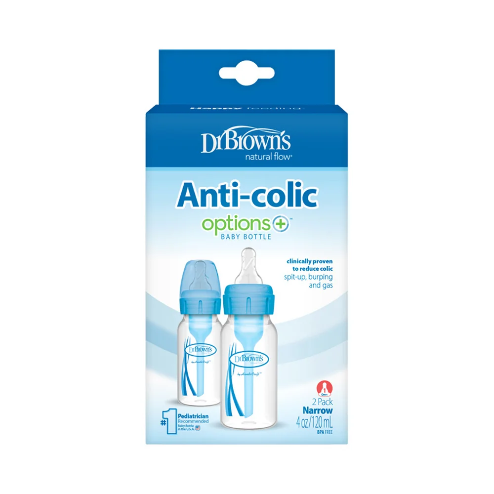 Dojčenská Antikoliková fľaša Options+ 120ml BPA FREE 2 ks, modrá (SB42405)