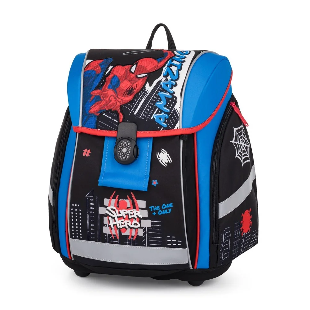 Školský set Spiderman Premium Light, aktovka a prísl. 3-dielny set, modrý