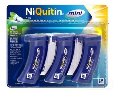 NIQUITIN mini 4mg, 3×20 ks 3×20 ks, podpora odvykania závislosti od fajčenia