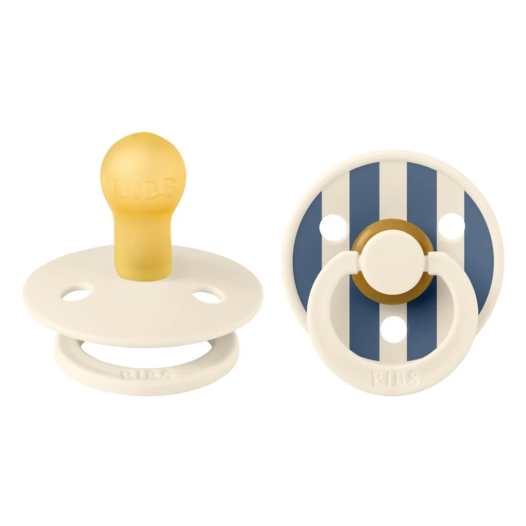 BIBS STUDIO Colour Pin cumlíky z prírodného kaučuku 2ks veľkosť 1 - Ivory Steel Blue Mix