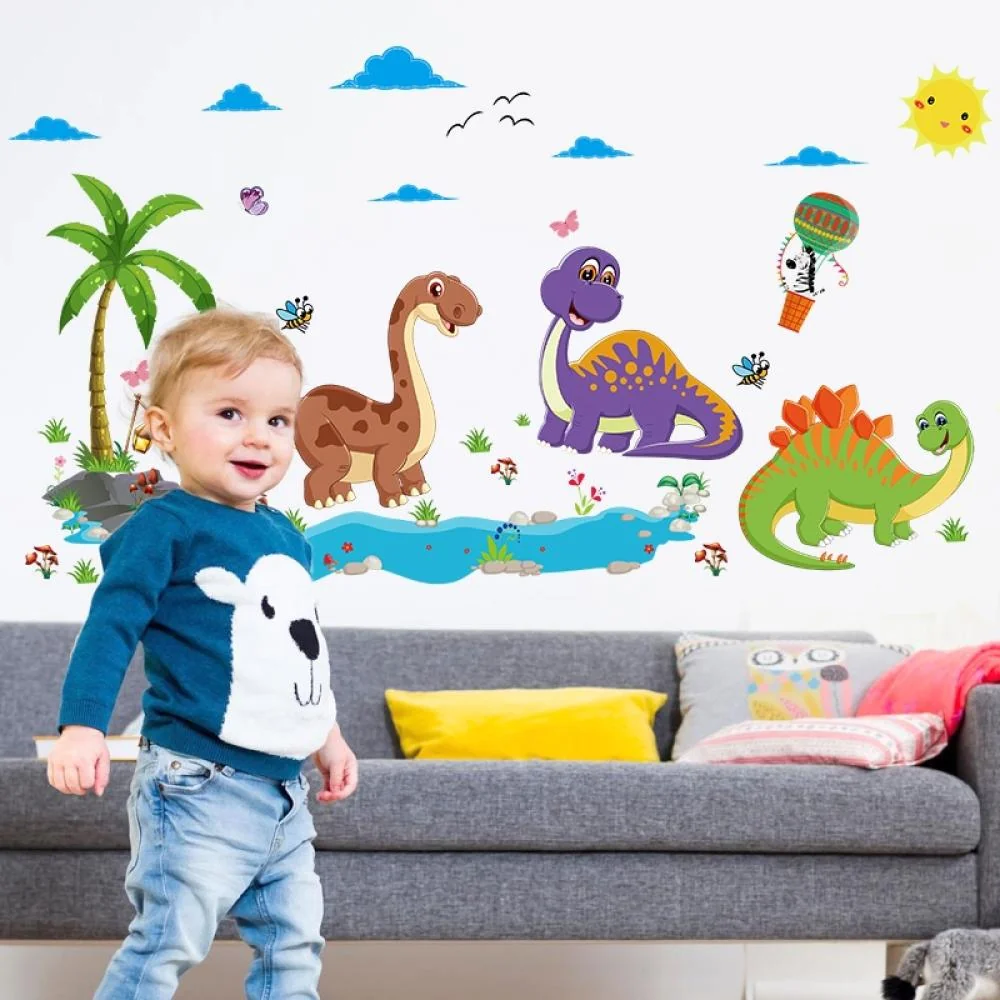 Samolepka na stenu s milými dinosaurami 75x135 cm, PVC