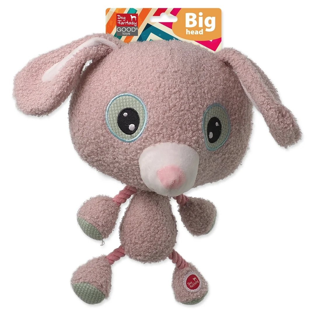 Hračka Dog Fantasy Big head králik plyšový pískací 30cm