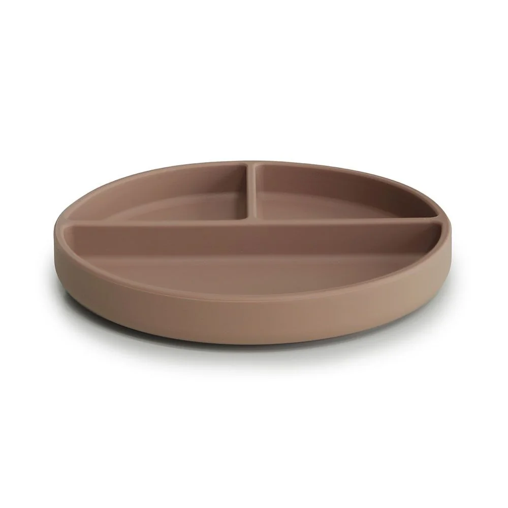 Mushie silikónový tanier s prísavkou natural 1×1 ks, tanier