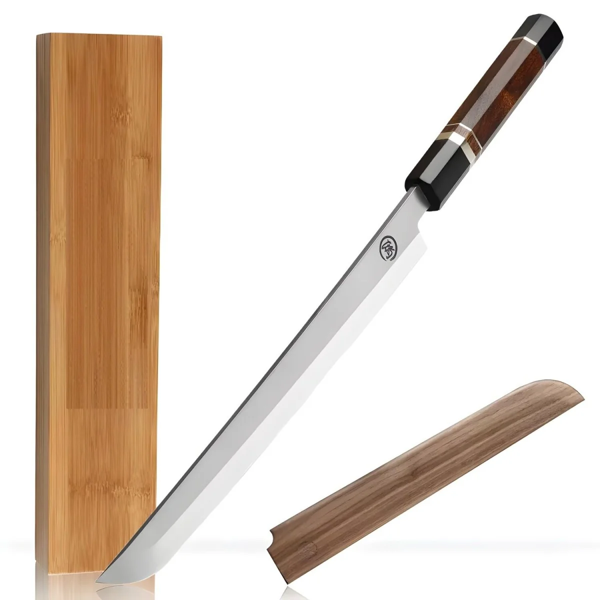 Kuchynský nôž na sushi s jednostranne brúsenou 26,5 cm, hnedá/čierna