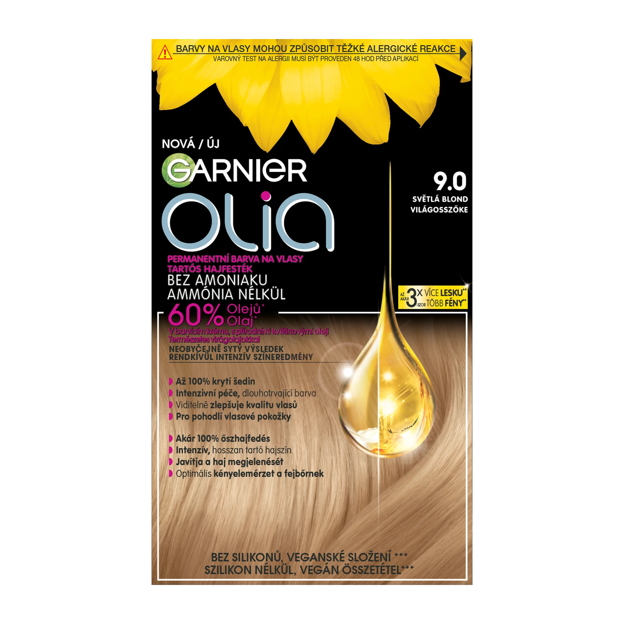 GARNIER OLIA P. FARBA VLASY 9.0 SVETLA BLOND 1KS 1×1 set, permanentná farba na vlasy