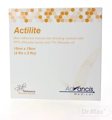 ACTILITE krytie na rany antimikrobiálne 10x10 cm, neadherentná viskóza, napustené manukou  1x10 ks