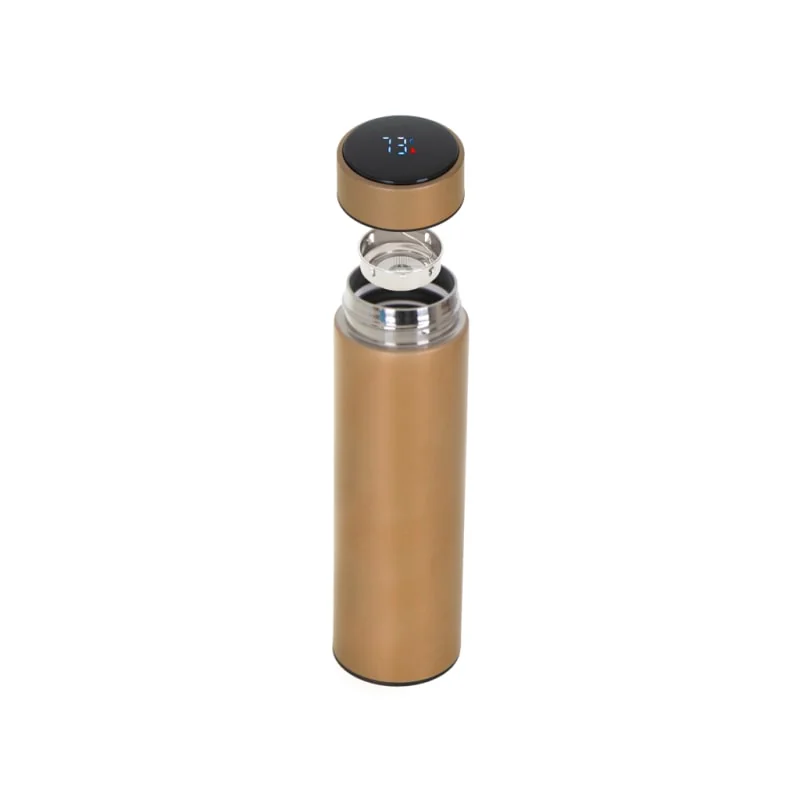 Termoska s LED teplomerom - 500ml čierna zlatá