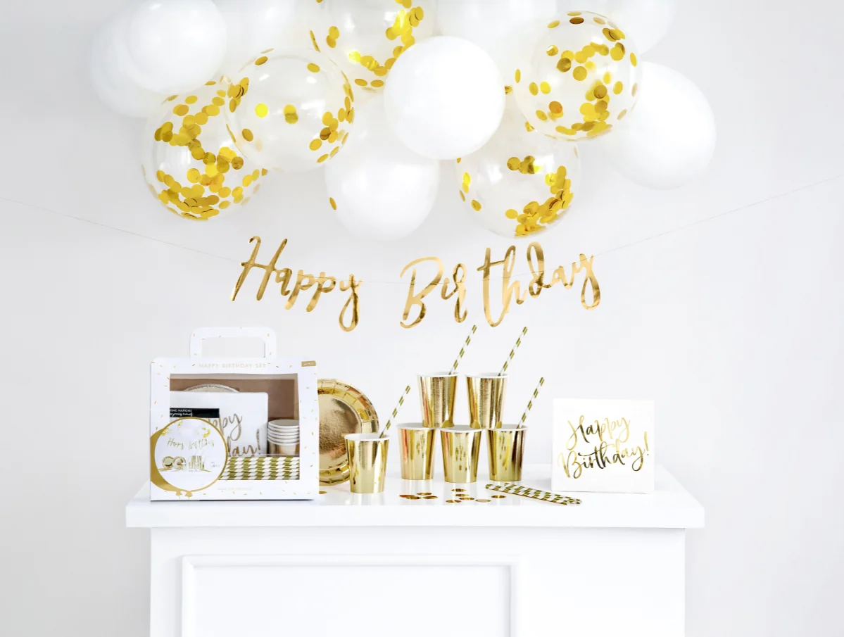 Party set Happy Birthday zlaté 60ks