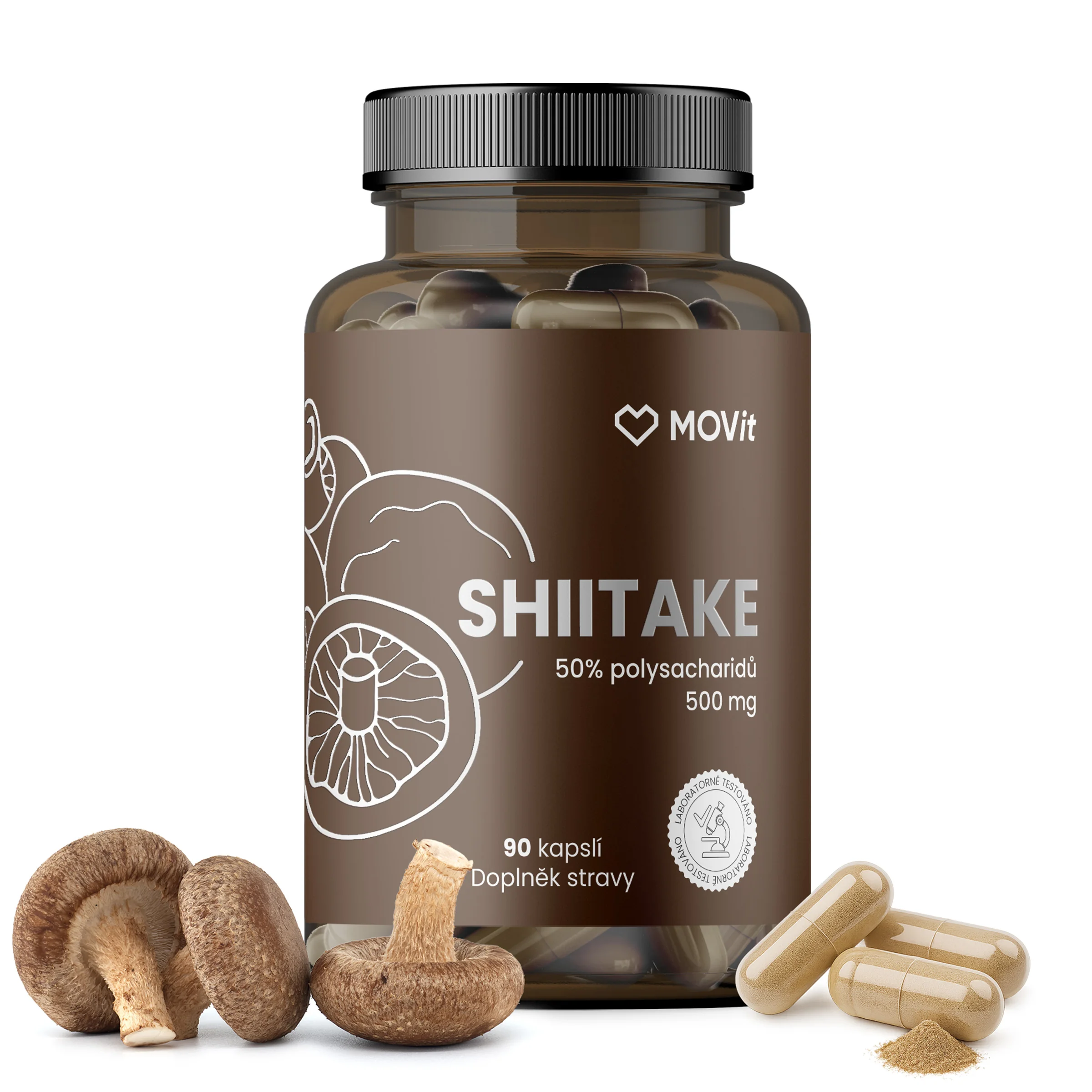 MOVit Shiitake 50% polysach. 500 mg 90 cps