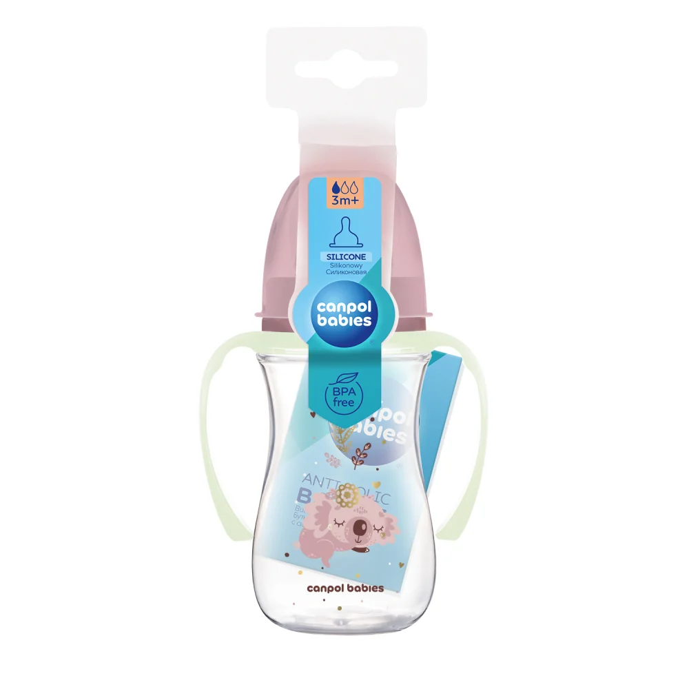 Canpol babies Antikoliková fľaša EasyStart SLEEPY KOALA 240ml ružová 1×1 ks, fľaša