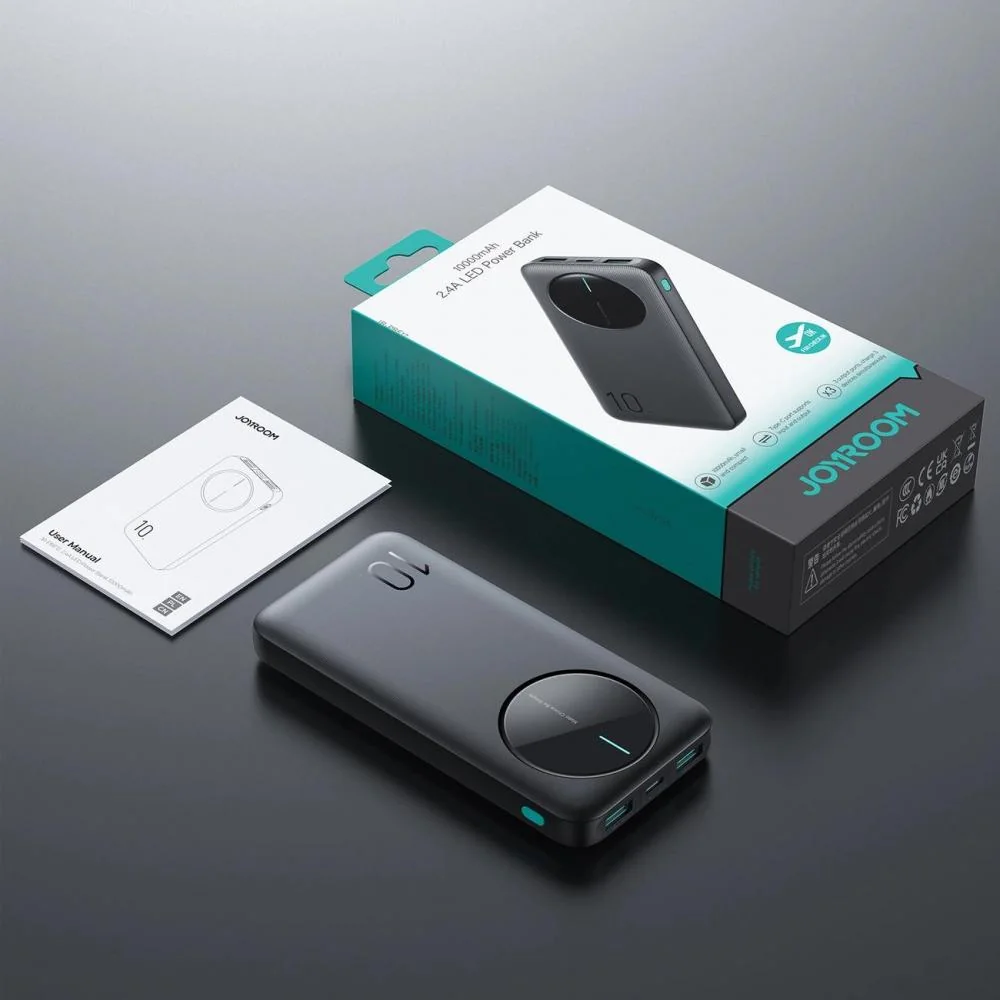Powerbanka 10 000 mAh, Rýchle Nabíjanie 2x USB-A, 1x USB-C - Čierna