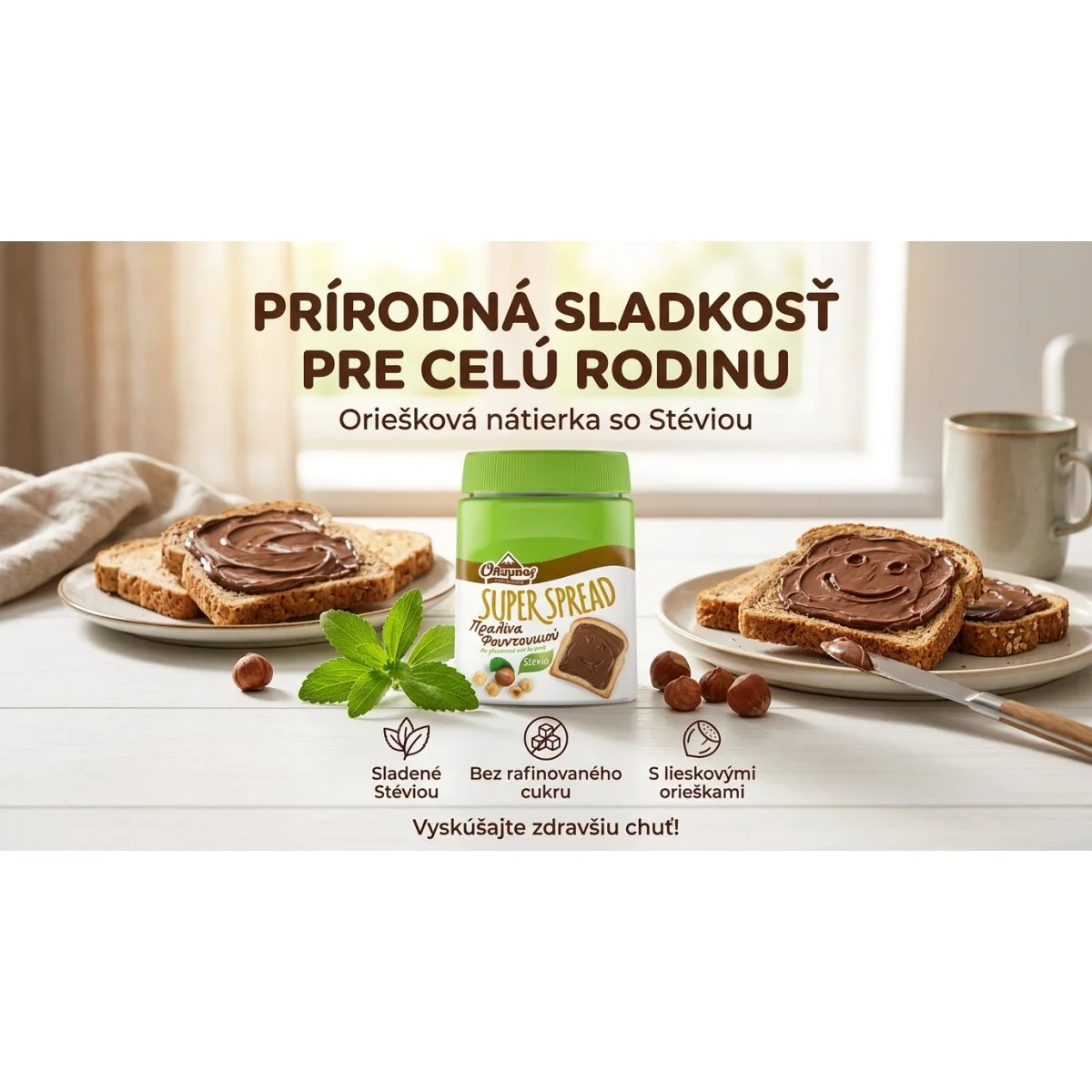 Olympos Lieskovo-oriešková kakaová nátierka 350 g bez pridaného cukru
